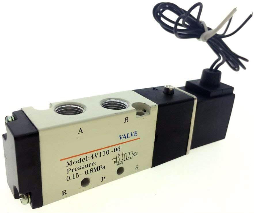 YXQ DC 12V 2 Position 5 Way Solenoid Valve PT1/8 Air Outlet 4V110-06