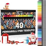 40 Pennarelli per Tessuto Atossici, Indelebili e Permanenti a Punta Fine - Ideali per Magliette, Borse e Altri Tessuti - Per Bambini e Adulti