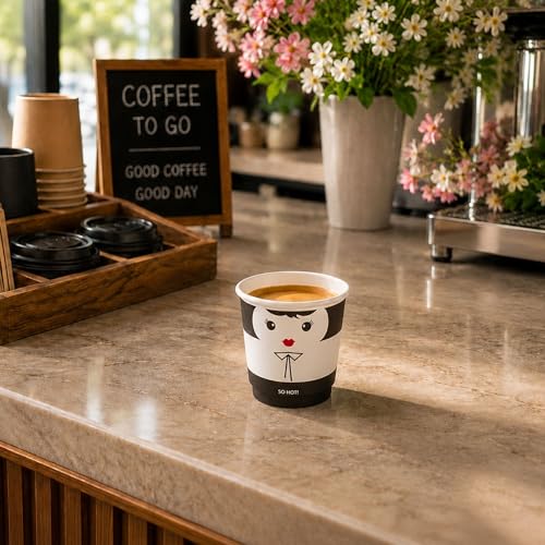 Image of Restaurantware 4 Ounce Disposable Cups, Pack of 500 Double Wall Hot Cups - Lids Sold Separately, Rippled Wall and White Paper Insulation, Madame Design, Ideal for Serving Tea, Coffee, and More