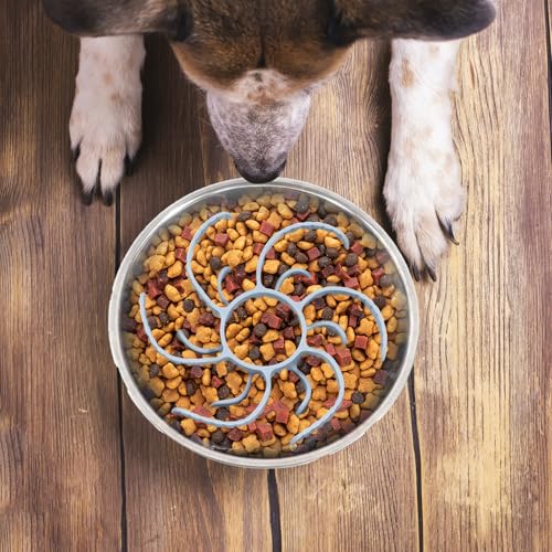 Anti Schling Einsatz für Napf, Anti Schling Napf Hund Silikon, Slow Feeder Hundenapf Einfügung, Antischlingnapf Hunde, Verlangsamt die Fressgeschwindigkeit Ihres Hundes, Grau (Ohne Hundenapf)