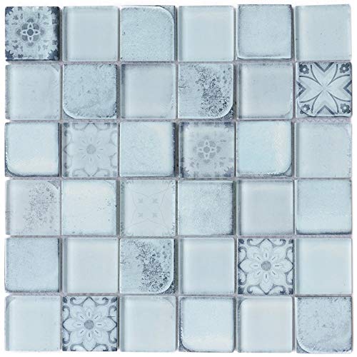 TCRNG-03 Classic Roman Blue 2x2 Glass Mosaic Tile - Kitchen