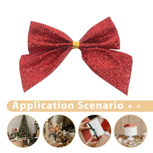 Lazos rojos de Navidad para decorar el árbol de pie y guirnaldas en casa 4