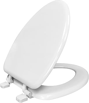 White Elongated Toilet Seat | Heavy-Duty Easy Clean Toilet Seat for Standard Elongated Toilets | Bathroom Organization Essentials