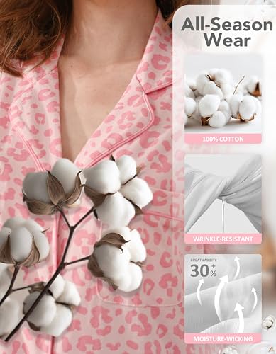 Image of NAP BOUND 100% Cotton Women's Pajama Sets Short Sleeve Button Down Soft Pjs 2 Piece Lounge Set with Pocket Nightwear XS-XXL