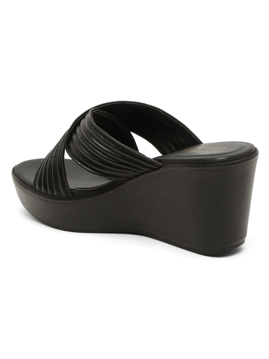 Bruno ManettiWomen's Slipon Back Open Round Toe Upper Cross Strap Comfort Wedges