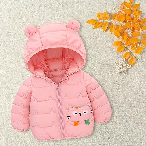 Baby Boys Girls 𝗛ooded Puffer Coat Long Sleeve Zipper 𝗖artoon Lightweight Jacket Winter Windproof Warm Outwear2