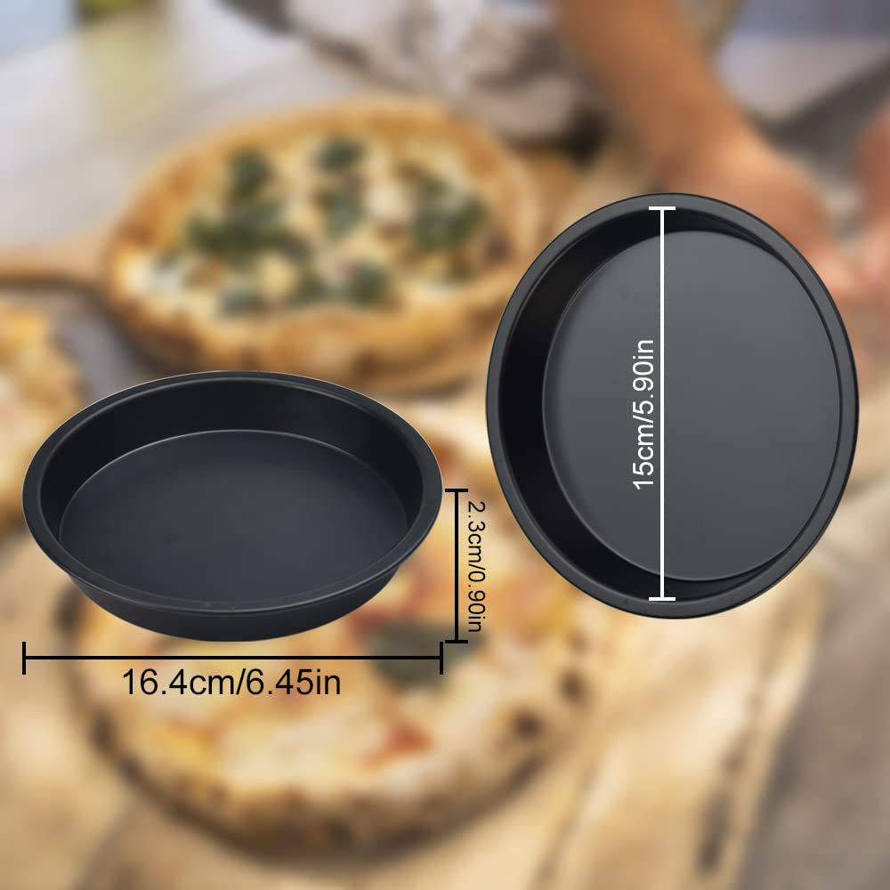 4 Stück Pizzablech Rund 16/18cm Carbonstahl - Antihaft Pizzapfannen Für Ofen & Grill