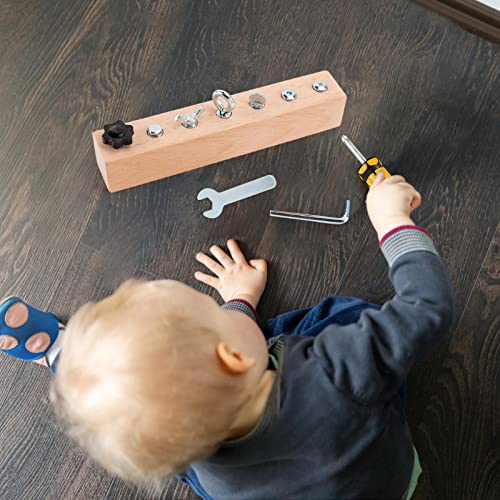 placa chave fenda Montessori,Placa chave fenda madeira com porcas, parafusos e ferramentas seguras -