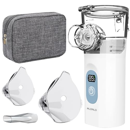 Mldnld Nebuliser Machine for Adults Quiet Inhaler with Included Storage Bag Rechargeable with 2 Masks & Mouthpiece Easy to Use and Clean Perfect Nebulizer for Travel and Home Use