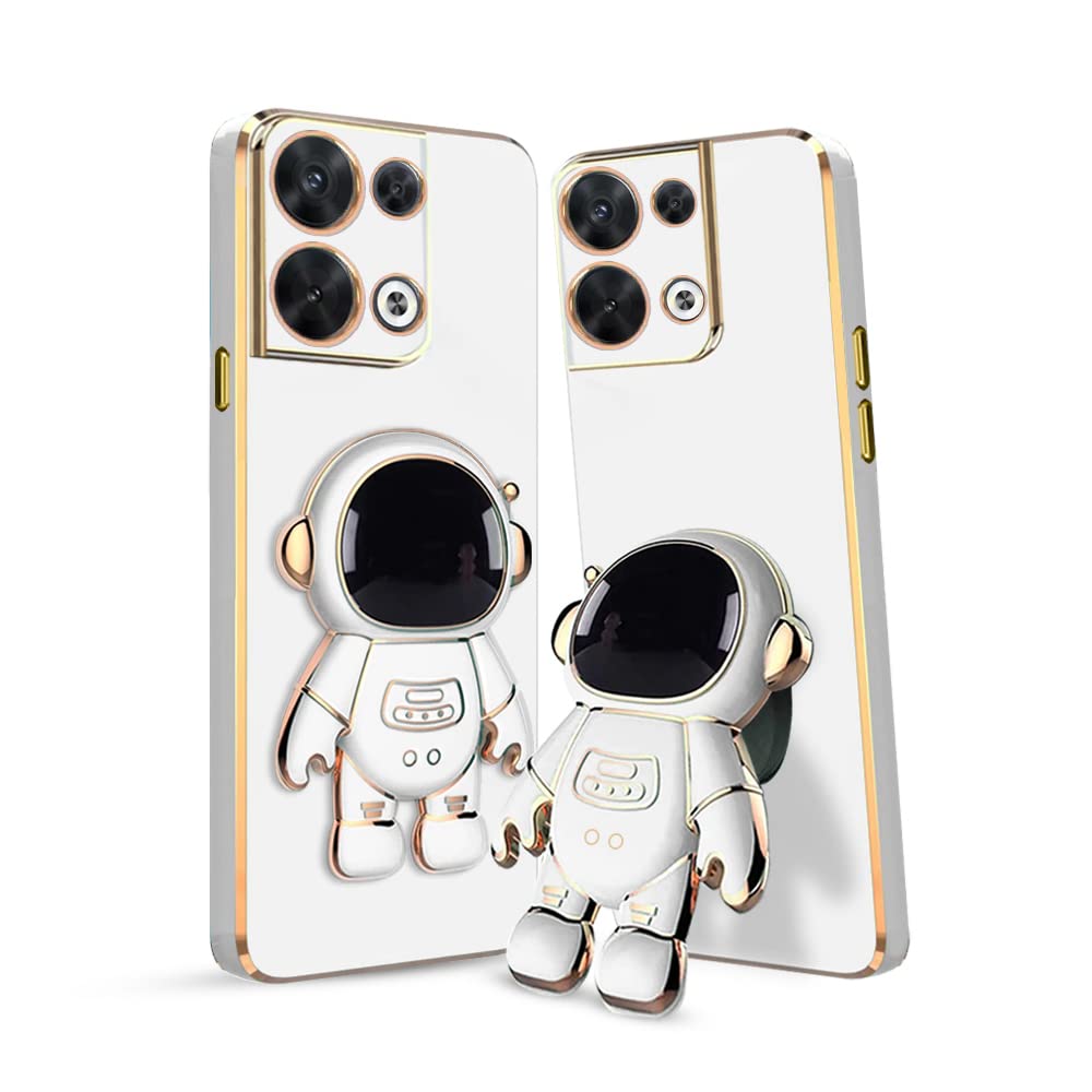 KARWAN®️ 3D Astronaut with Folding Stand Back Cover Case Compatible for Oppo Reno 8 5G | Slim electroplated case | Stand case | Soft TPU | Space Astro Theme | Camera Protection-White. (B0C241CWSK) Amazon Price History, Amazon Price Tracker