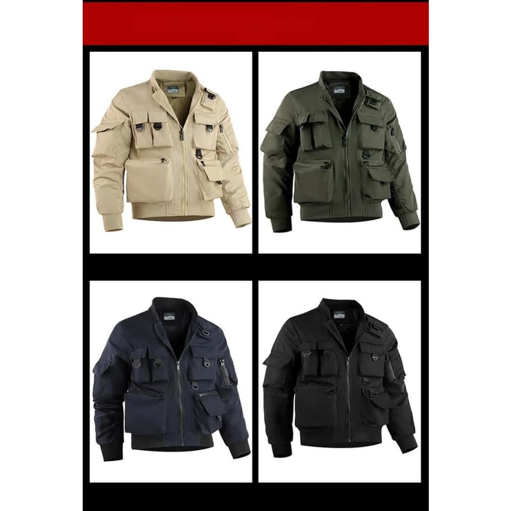 Mens Military Tactical Jacket,Multi Pockets Bomber Jacket,Lightweight Casual Spring Fall Windbreaker — view 6