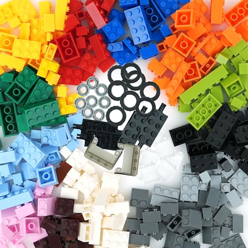 Blocos de construção criativos clássicos de cores misturadas - 320 peças rodas e eixos pneus peças de automóveis - pedras básicas compatíveis com todas as grandes marcas, presente para