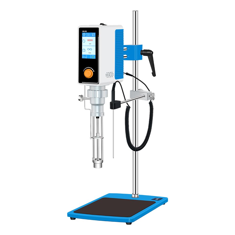 +UXI Laboratory High Speed Homogenizer Disperser Emulsifier,1000~12000rpm Capacity 150~6000ml Digital Display Blender for Cosmetics/Food/Paints Industry 110V