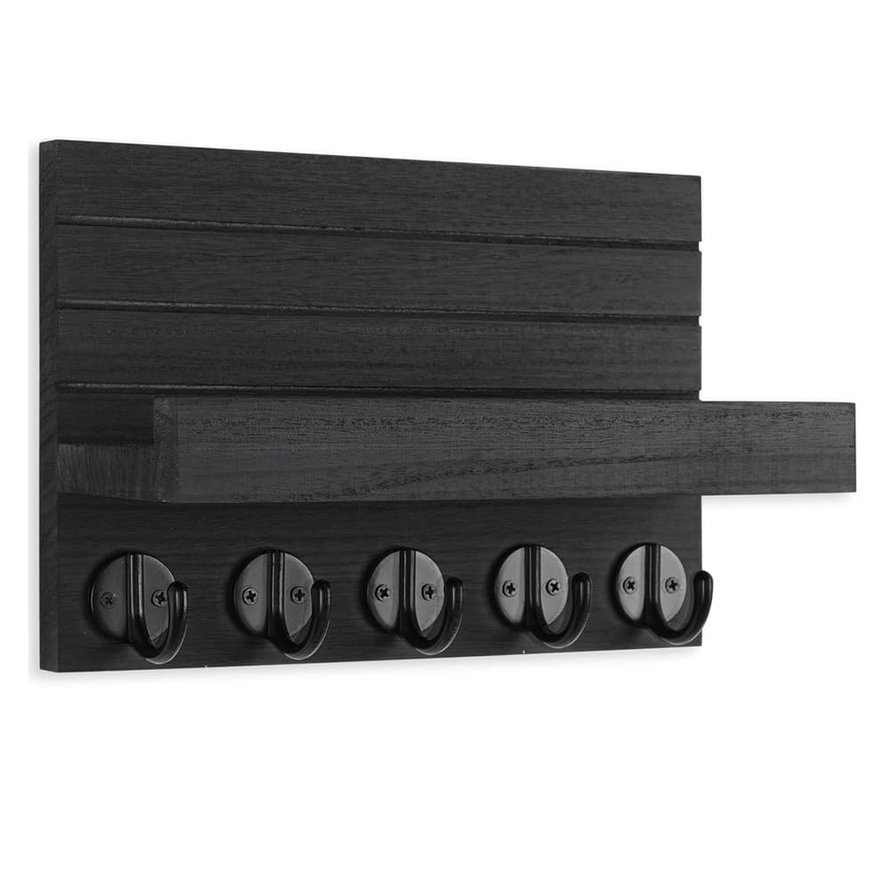CTRLZS Key Holder for Wall, Decorative Key and Mail Holder with Shelf Has Large Hooks for Bags, Coats, Umbrella