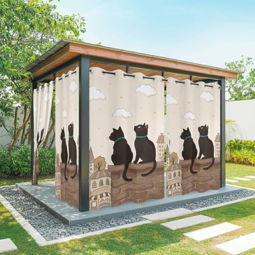 Vintage Rustic Outdoor Curtains for Patio Waterproof, 2 Panel 54x95inch