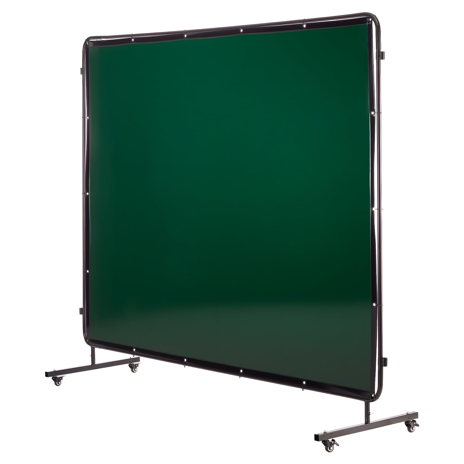 VEVOR Schweißvorhang mit Rahmen, 3-teilig, 1740 x 2340 mm, flammhemmende Vinyl-Schweißschutzwand mit 12 Rädern & 6-stufigem UV-Schutz für Werkstatt-/Industrieanwendungen, Dunkelgrün