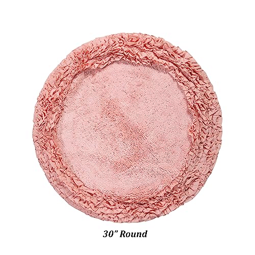 Better Trends Shaggy Border Collection Is Ultra Soft, Plush And Absorbent Tufted Bath Mat Rug 100% Cotton In Vibrant Colors, 30" Round, Pink #TOP4