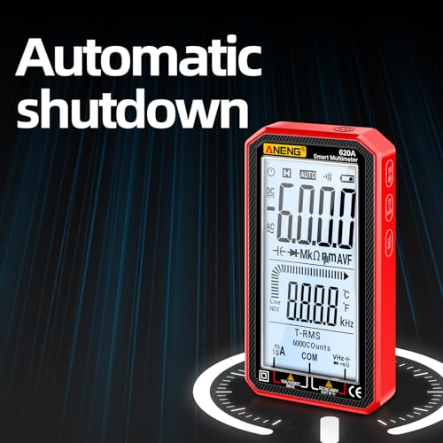 Image of Digital Multimeter, Voltmeter Smart Electrical Tester 6000 Counts with LCD, Measures AC /DC Current, Voltage, Resistance Temperature for Electricians DIY (620A Red)