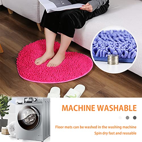 Heart-Shaped Carpet Bedroom Door Fluffy Chenille Rug Cushion Absorbent Non-Slip Floor Mats #TOP5