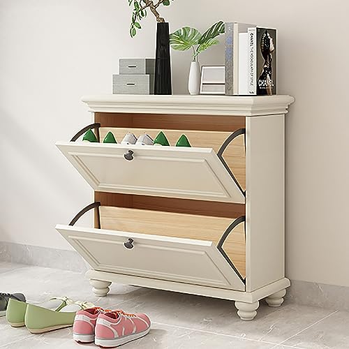 Zapatero Independiente con Plataforma basculante, Zapatero Delgado Oculto con Puertas, para Armario, Pasillo, Dormitorio (80 x 22 x 86 cm)