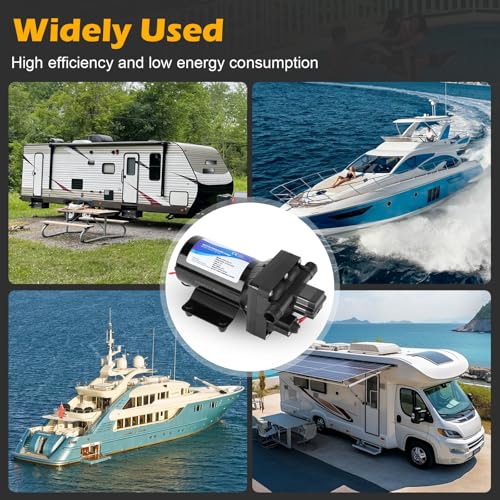 Image of 4048-153-E75 RV Water Pump, 12V 4.5 GPM, 55 PSI, 13 Amps Multi-Fixture Automatic Demand Pump for RV Caravan Marine Yacht Replaces# 4048153E75S