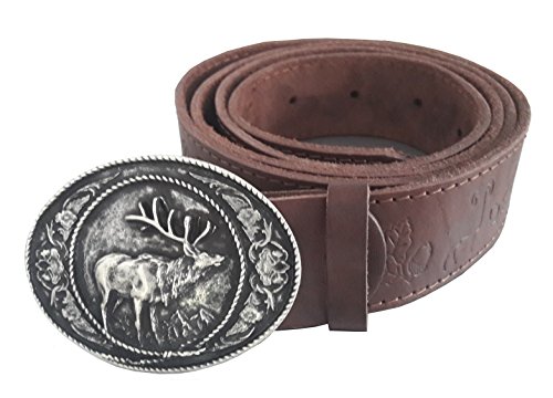 BBM-STYLE Gürtel Jagdmotiv - Hirsch - echt Lederband geprägt - Sattlerware. Mass Anfertigung. Bitte Bundweite per Mail senden Cover