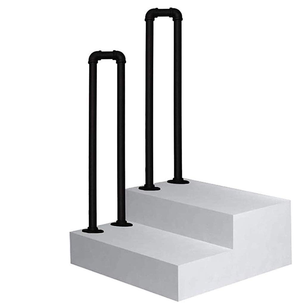 Main courante d'escalier extérieur en fer forgé noir mat pour marches