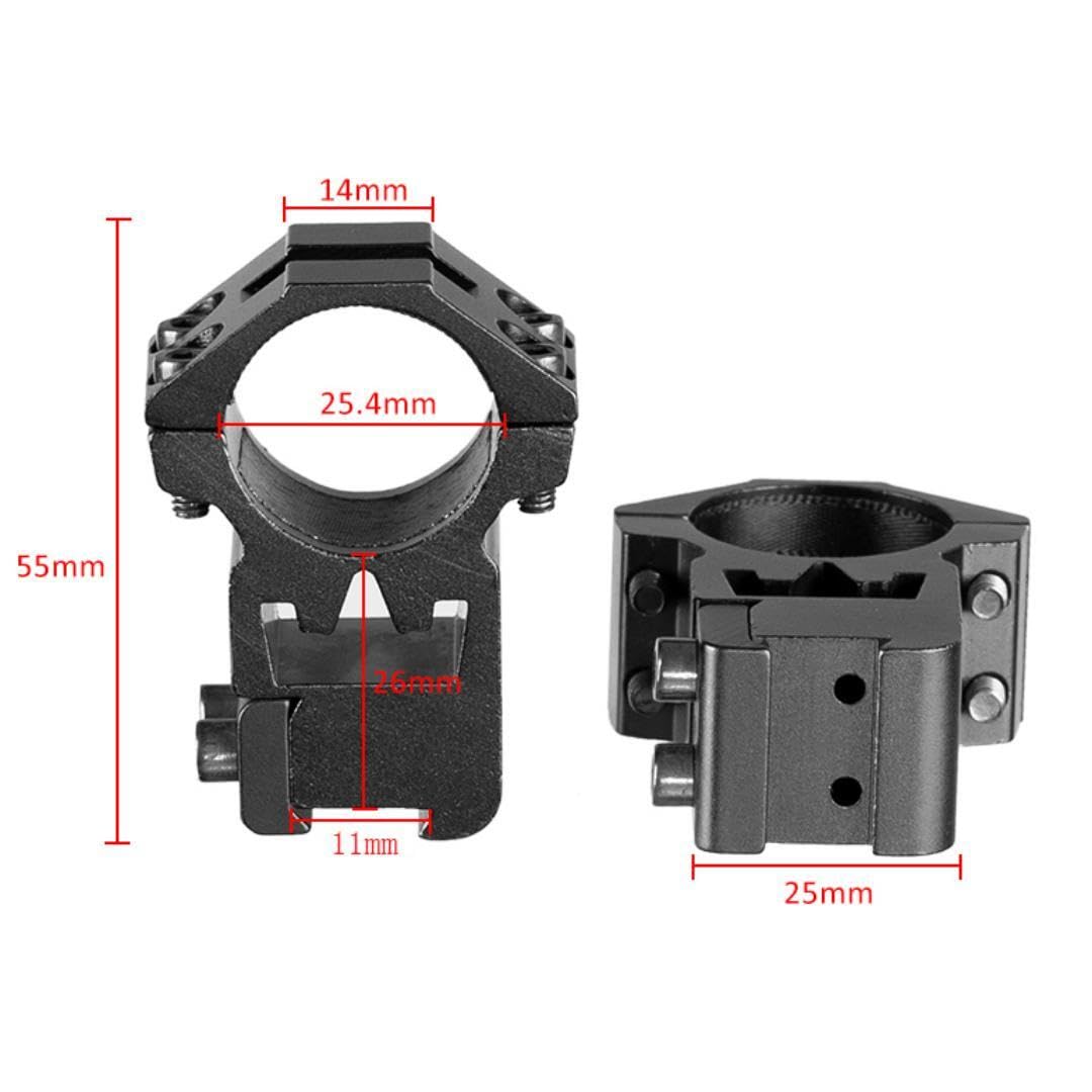 Una Coppia 25.4mm Anelli di Montaggio Ottico Dovetail Doppio Nail Base 11MM Rail Altezza Sella