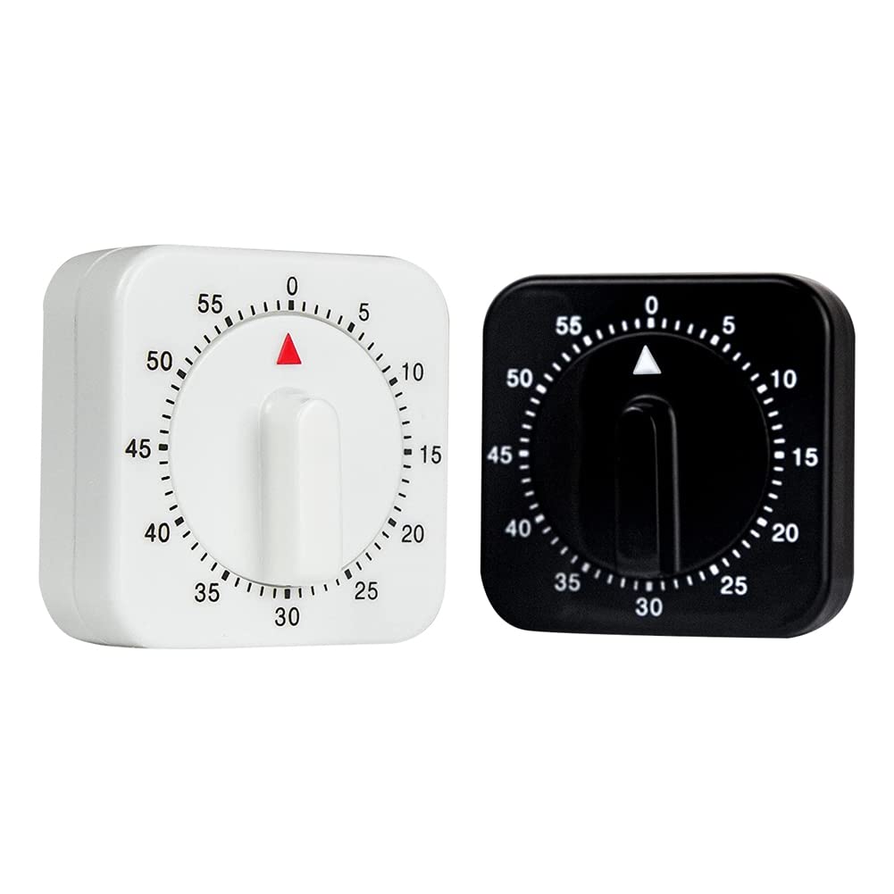 CTRLZS 2-Pack Square 60 Minute Mechanical Kitchen Timer, Chef Cooking Timer Clock with Loud Alarm