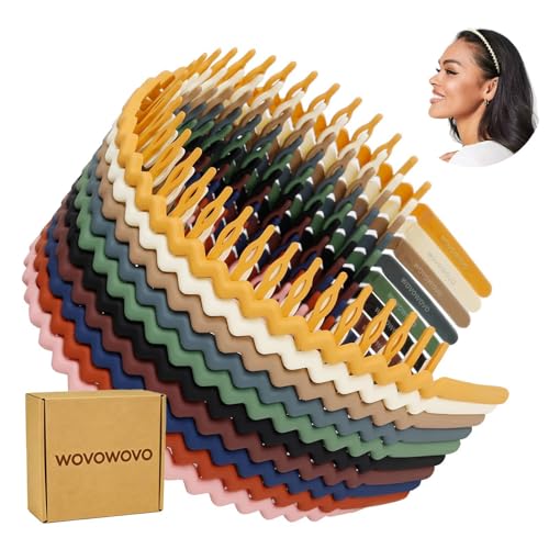 WOVOWOVO Plastic Hair Bands with Teeth, 10 Packs Thin Comb Headbands for Women Girls Teens, Non Slip Tooth Hairband Head Bands Hair Accessories