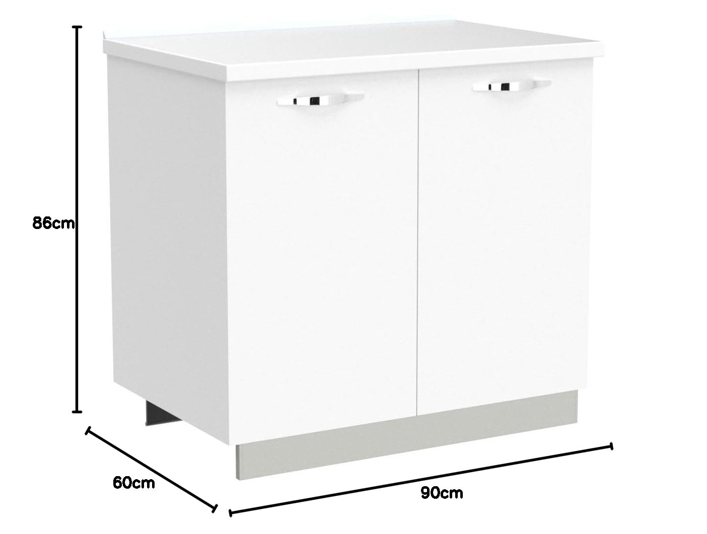 My Brand Germanvox Mobile Armadietto Base da Cucina a terra 90 cm 2 ante bianco lucido