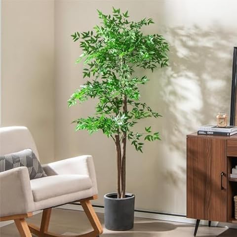 TANGZON 5FT Artificial Bamboo Tree with Pot Cover