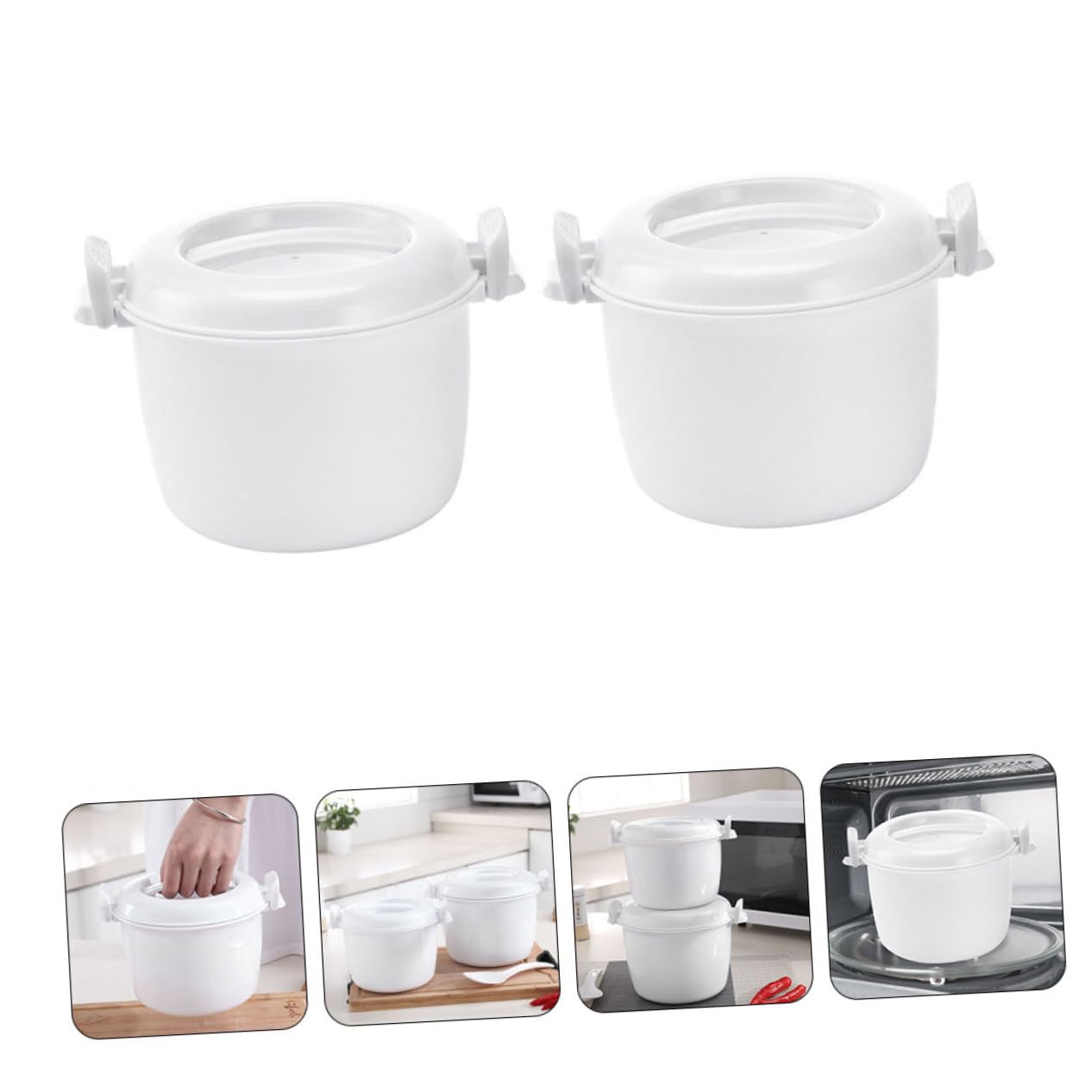 UKCOCO Box Termico per Alimenti 2 Pezzi in Pp Bianco per Microonde | Capacità Grande, Riutilizzabile e Pratico da Portare, Design Semplice per Uso Domestico e Ospedaliero