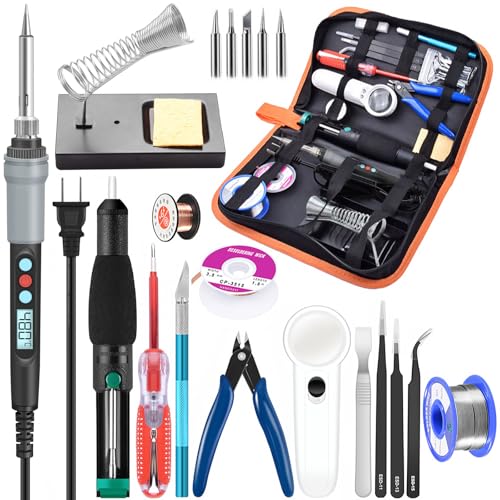 HANDSKIT 90W Digital soldering iron kit with electronics tools