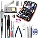Soldering Iron Kit Electronics, 21-in-1, 60W Adjustable Temperature Soldering Iron, 5pcs Soldering Iron Tips, Soldering Iron Stand, Desoldering Pump, Magnifier, Solder Wire, Tweezer, PU Carry Bag