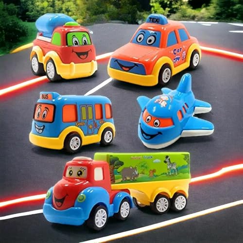 Image of MiniExplorer Unbreakable Pull Back Vehicles| Push and Go Crawling Toy for Kids & Children, Power Friction Cars for 3+ Years Old Boys|Girls - Set of 5,Multicolor