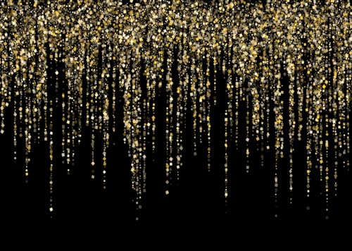 Fond photo confettis dorés paillettes 3x2m tissu noir pour fête