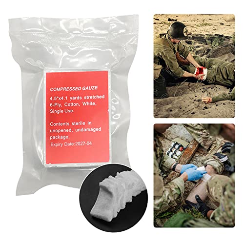 Kit de primeros auxilios para trauma con vendaje israelí, sello de pecho para detener el sangrado de bala, gasa para control de sangrado severo, esencial para acampar militar y senderismo