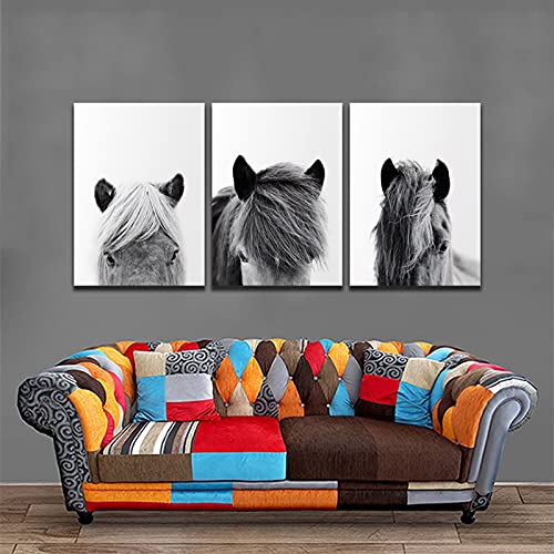 Toile cheval abstrait triptyque HD pour décoration salon et chambre - 3