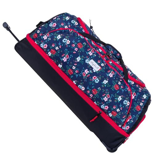 Elephant Reisetrolley Reisetasche Trolley Cruiser 100-135 Liter Damen Herren erweiterbar Gepäck Tasche Schultergurt Trolly 80 cm Large (Blue Flower (dunkelblau-rot) 13025)