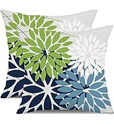 DFXSZ Outdoor Throw Pillow Covers 18x18 Inch Set of 2 Waterproof Spring Summer Geometric Elegant ...