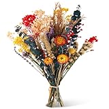 LAUMOE 25 Stück Trockenblumenstrauß Groß Set, 42cm Brautstrauß Trockenblumen Strauß Groß zum Basteln Strohblumen Getrocknet für Wohnzimmer Home Hochzeit Vasen Herbst Tischdeko