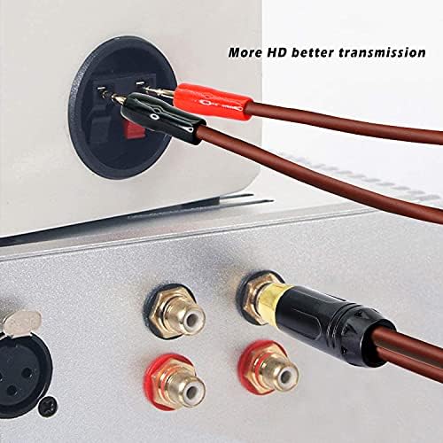 MEIRIYFA RCA to Banana Pin Type Plug Speaker Cable, Gold Plated RCA Male to Dual Pin Plug Speaker Wire for Amplifier Subwoofer Mixer (2M)
