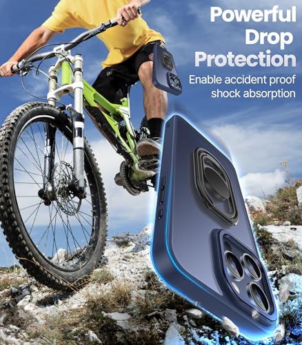 Image of Shields Up for iPhone 15 Pro Max Case with Stand, Phone Case Clear with Double Ring Holder [Adjustable & Foldable] Shockproof Protective Matte Cover for iPhone 15 Pro Max 6.7 inch - Frosted Blue
