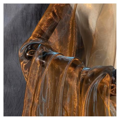 Tela de organza iridiscente marrón, 2 m x 150 cm, gradiente de organza, tela de encaje mágica, brillante, multicolor, tela transparente para coser, tela decorativa para manualidades, disfraces,