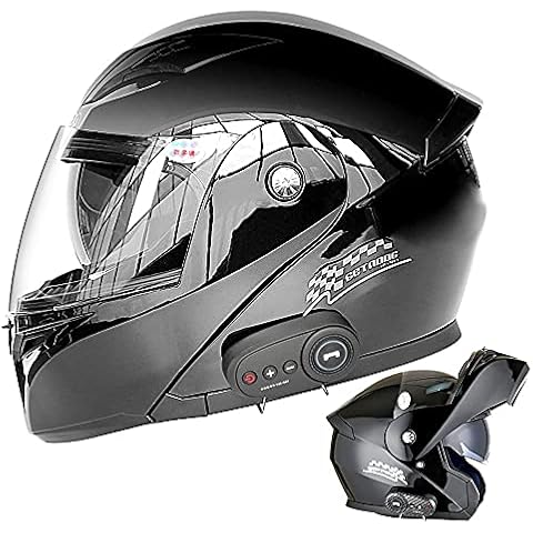 BDTOT Motorcycle Helmet Flip Up Bluetooth Anti-Fog Double Visor Full Face Flip Up Motorbike Locomotive Helmet Built-in Speaker Headset Microphone for Automatic Answering DOT/ECE Approved Cover