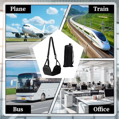 Xynovate Flugzeug Fußstütze, Fuß Hängematte, Beste Fußstütze für Reisen aus Premium Memory Foam, Tragbare Verstellbare Flugzeug Beinauflage, zur Entlastung im Büro