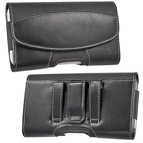 LUXMO Horizontal Leather Case, Genuine Leather Pouch Holster with Magnetic Closure and Belt