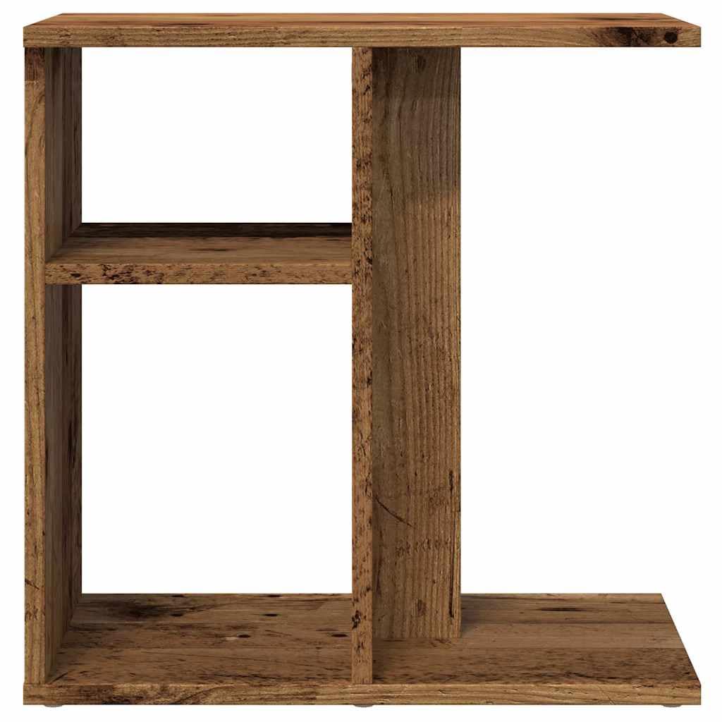 Mesa auxiliar con aspecto de madera envejecida, 50 x 30 x 50 cm, con estante abierto, mesa de centro versátil y mesita de noche para salón, dormitorio y pasillo, fácil de limpiar y resistente