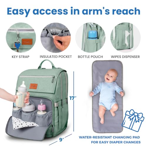Image of PILLANI Baby Diaper Bag Backpack - Baby Bag for Boys & Girls, Large Waterproof Diaper Backpack - Toddler Diaper Bag with Changing Pad, Boy Baby Shower Gifts for Mom - Newborn Stuff, Baby Essentials